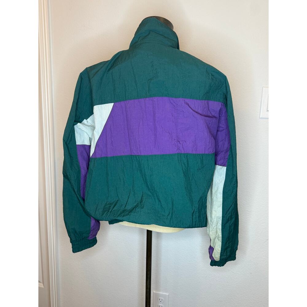 Oakton Limited Vintage Purple Green Ful Zip Windbreaker Jacket Coat Men XL - Picture 3 of 8